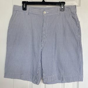 JoS A Bank Stay Cool Seersucker Shorts Blue White Stripe Mens Size 36